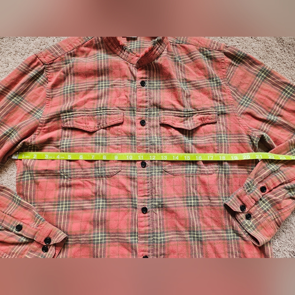 Zadig and Voltaire Plaid Tunic Style Button Down Red Faded Plaid Unisex L - Picture 4 of 6